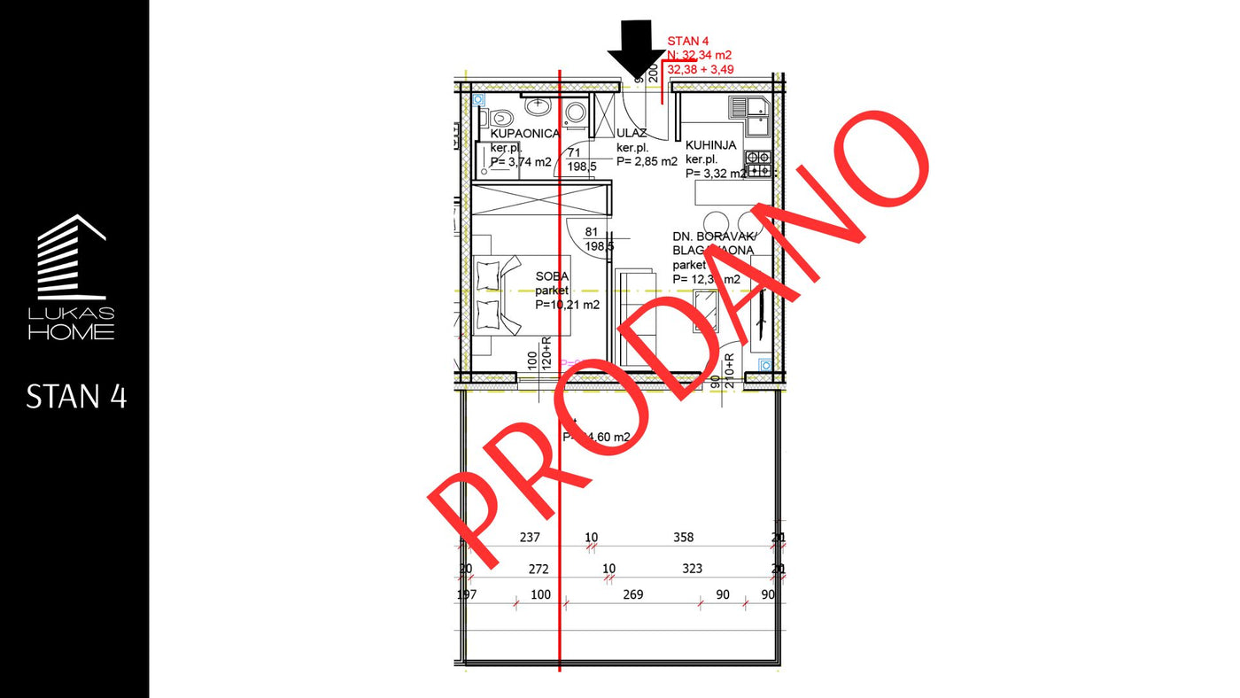 STAN 4 | Prizemlja | 35,91 m² | Jedna spavaća soba  | Vrt