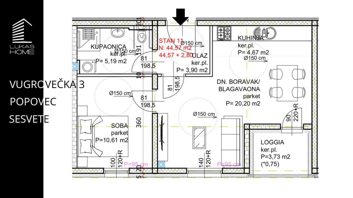 STAN 11 | 1. kat | 47,37 m² | Jedna spavaća soba