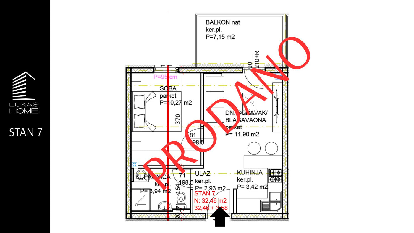 STAN 7 | 1. kat | 36,04 m² | Jedna spavaća soba