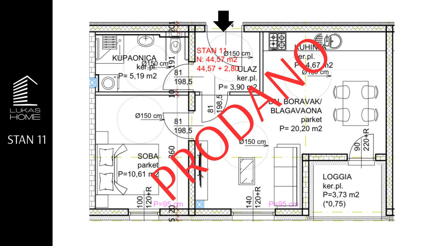 STAN 11 | 1. kat | 47,37 m² | Jedna spavaća soba