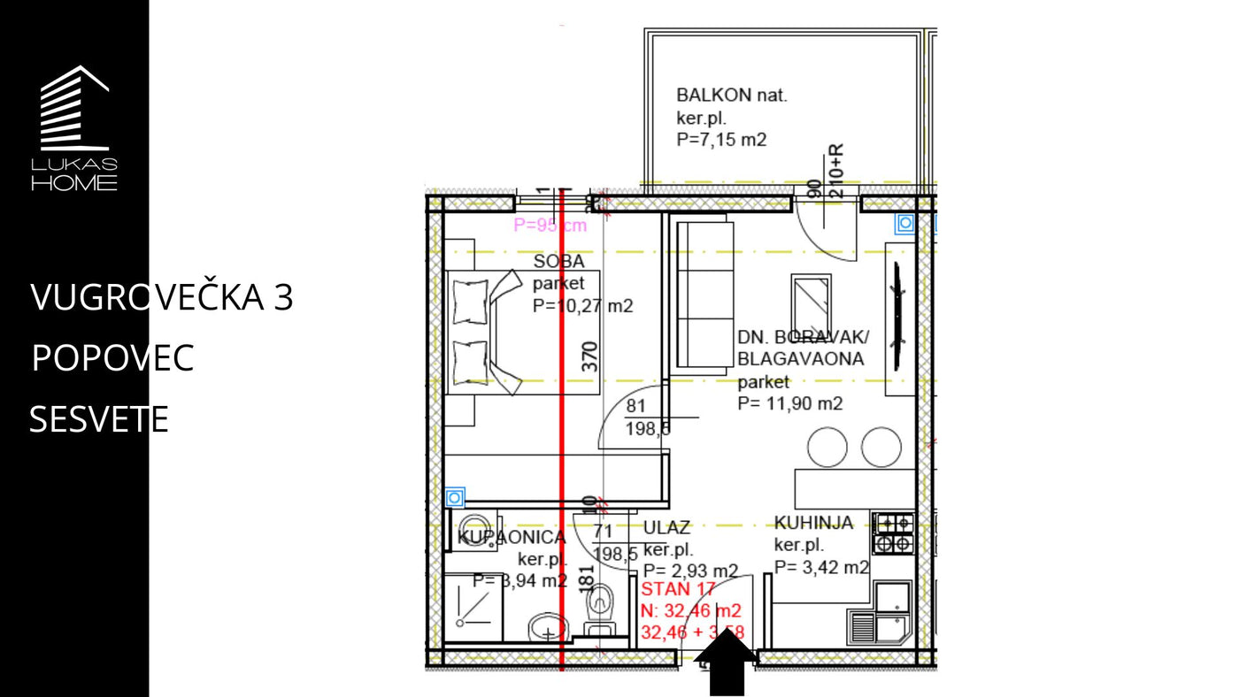 STAN 17 | 2. kat | 36,04 m² | Jedna spavaća soba