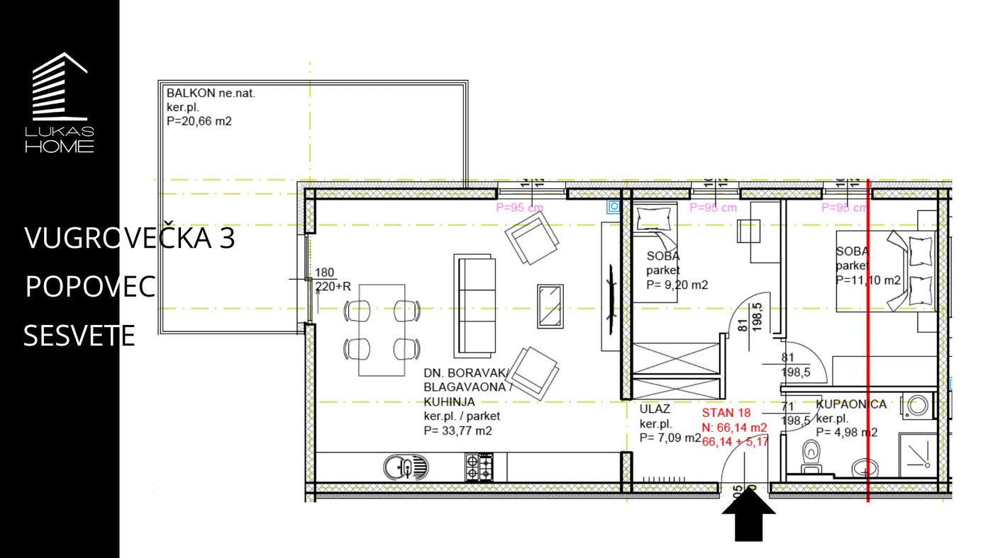 STAN 18 | 2. kat | 71,31 m² | Dvije spavaće sobe