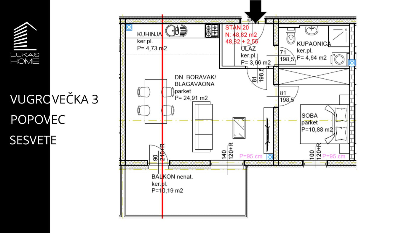 STAN 20 | 2. kat | 51,37 m² | Jedna spavaća soba