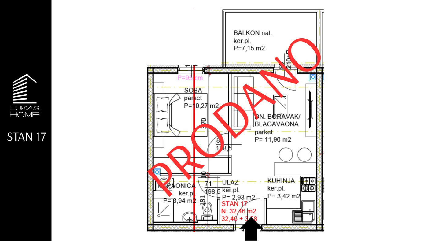 STAN 17 | 2. kat | 36,04 m² | Jedna spavaća soba