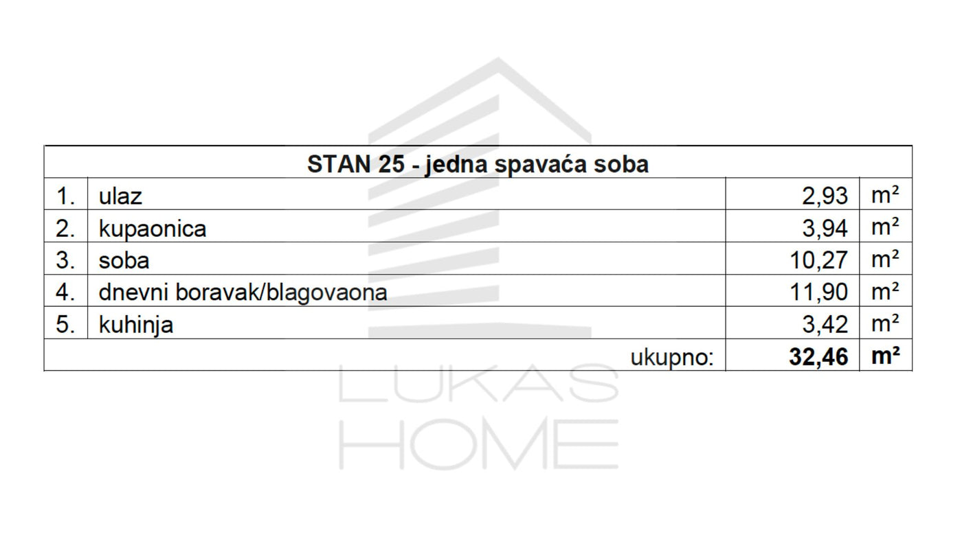 STAN 25 | Uvučeni kat | 32,46 m² | Jedna spavaća soba