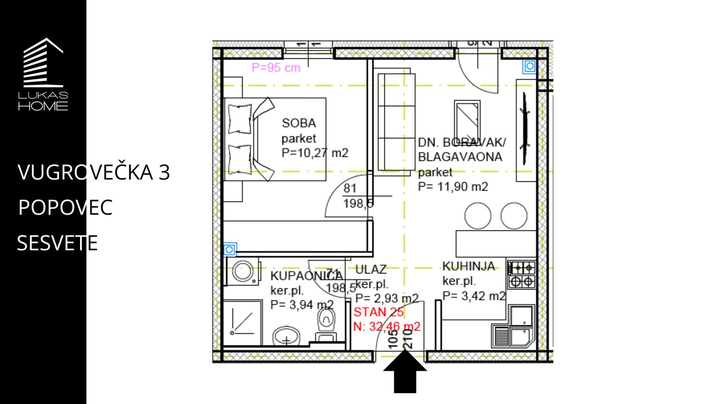STAN 25 | Uvučeni kat | 32,46 m² | Jedna spavaća soba