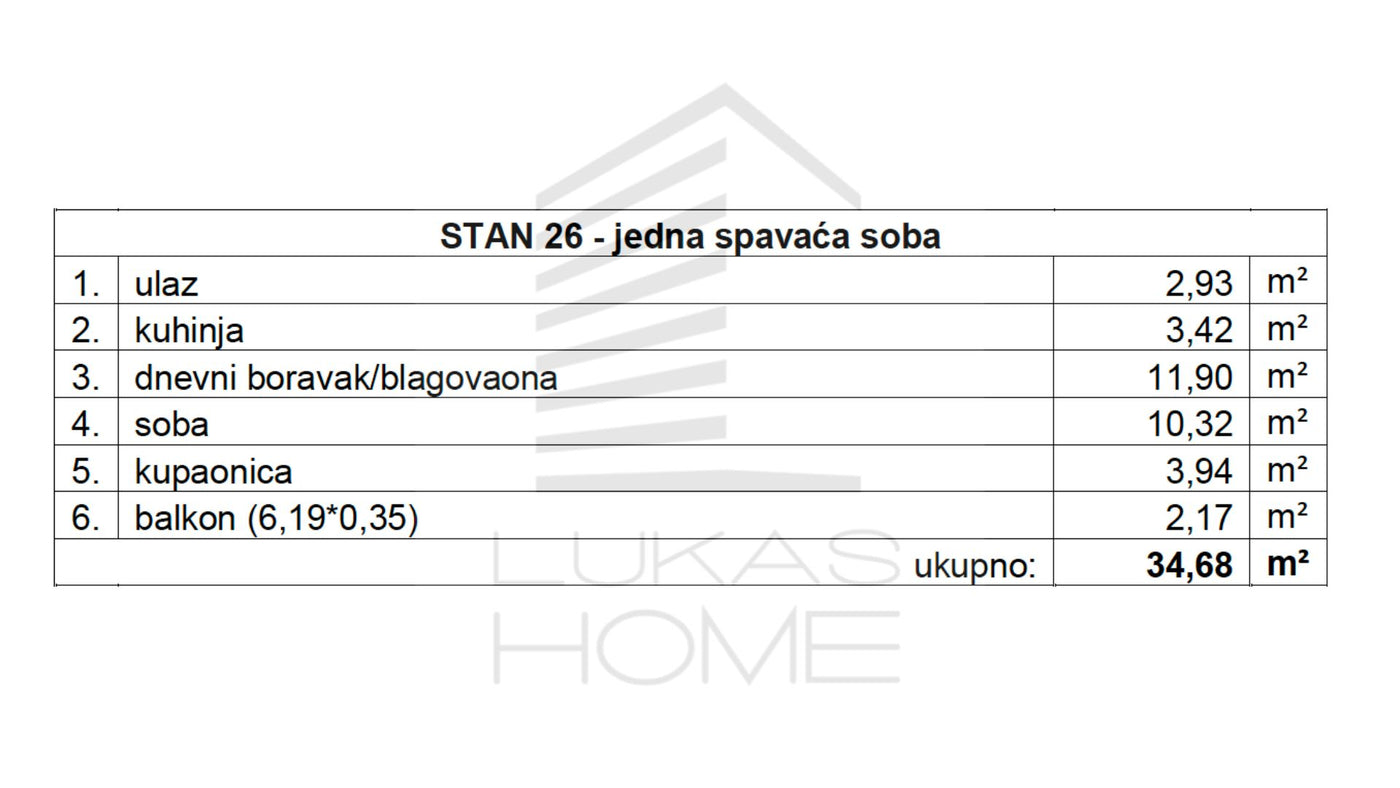 STAN 26 | Uvučeni kat | 34,68 m² | Jedna spavaća soba