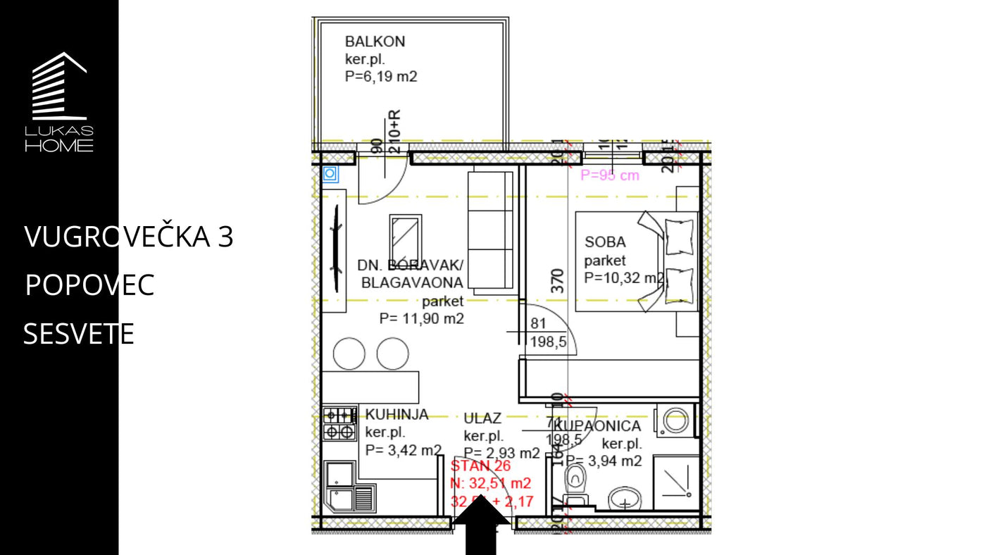 STAN 26 | Uvučeni kat | 34,68 m² | Jedna spavaća soba