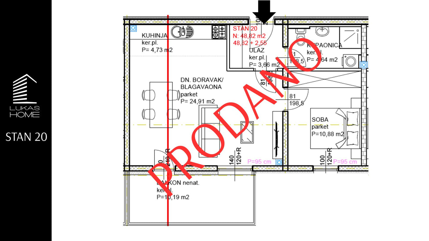 STAN 20 | 2. kat | 51,37 m² | Jedna spavaća soba