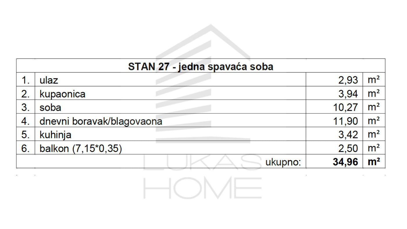 STAN 27 | Uvučeni kat | 34,96 m² | Jedna spavaća soba