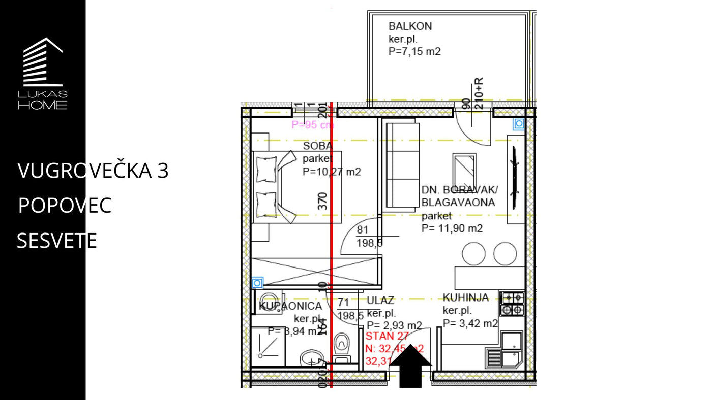 STAN 27 | Uvučeni kat | 34,96 m² | Jedna spavaća soba