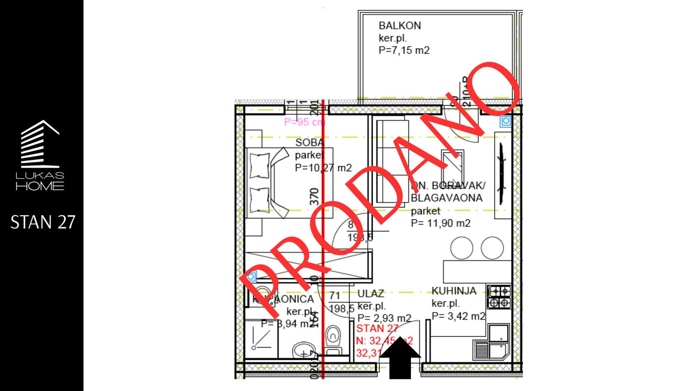 STAN 27 | Uvučeni kat | 34,96 m² | Jedna spavaća soba