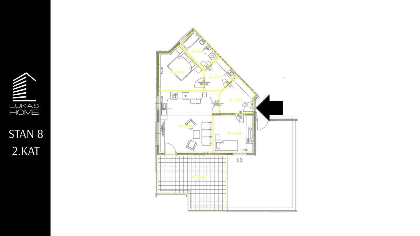 STAN 8 | 2. kat | 92,32 m² | Dvije spavaće sobe