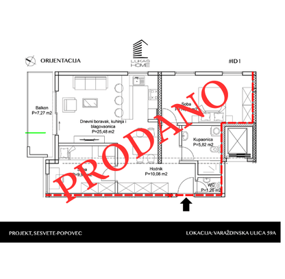 #ID1 STAN U PRIZEMLJU, 68.99 m2 - Lukas Home 🏡 