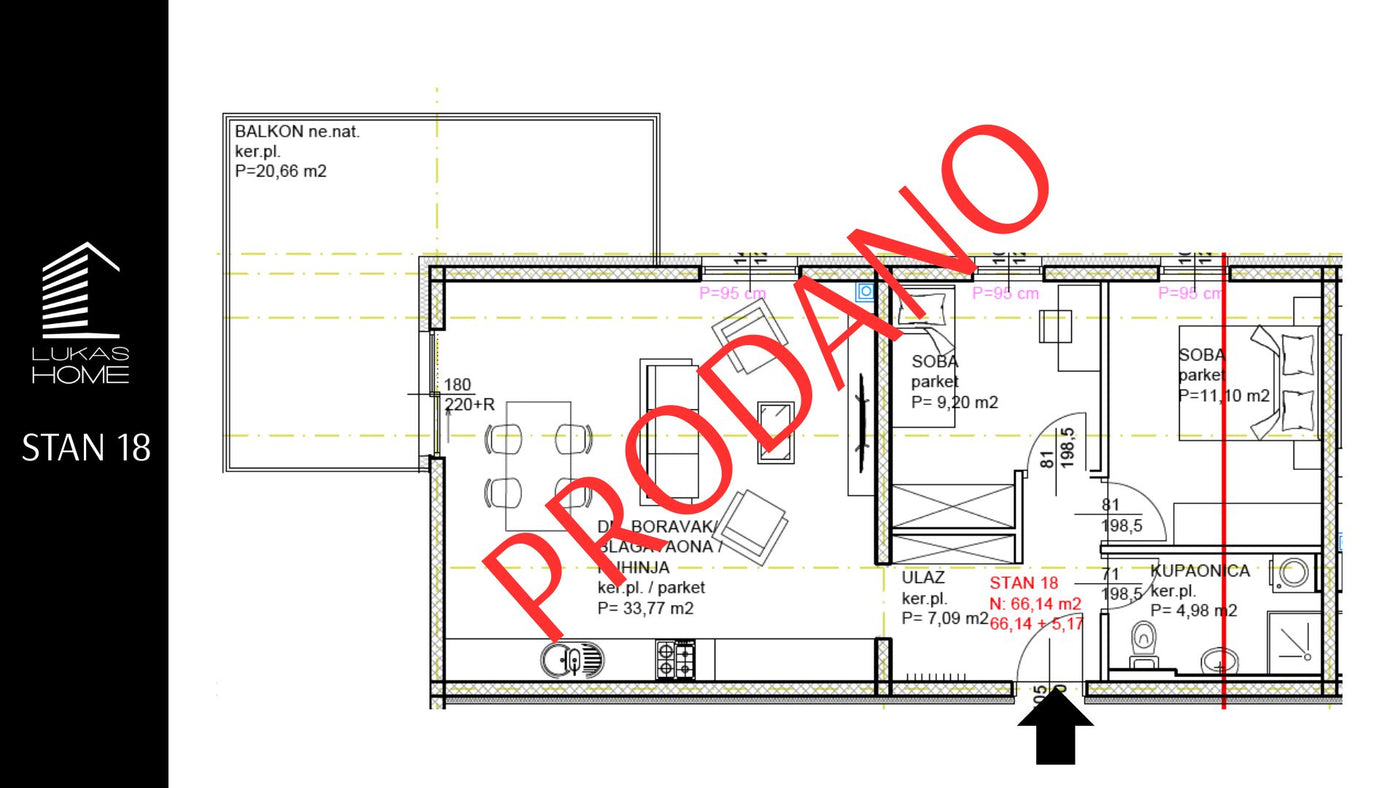 STAN 18 | 2. kat | 71,31 m² | Dvije spavaće sobe
