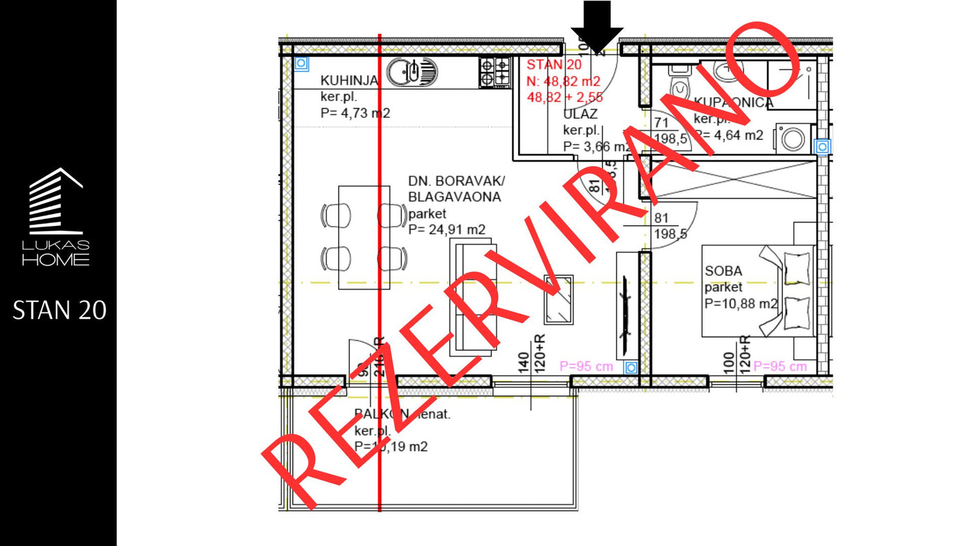 STAN 20 | 2. kat | 51,37 m² | Jedna spavaća soba