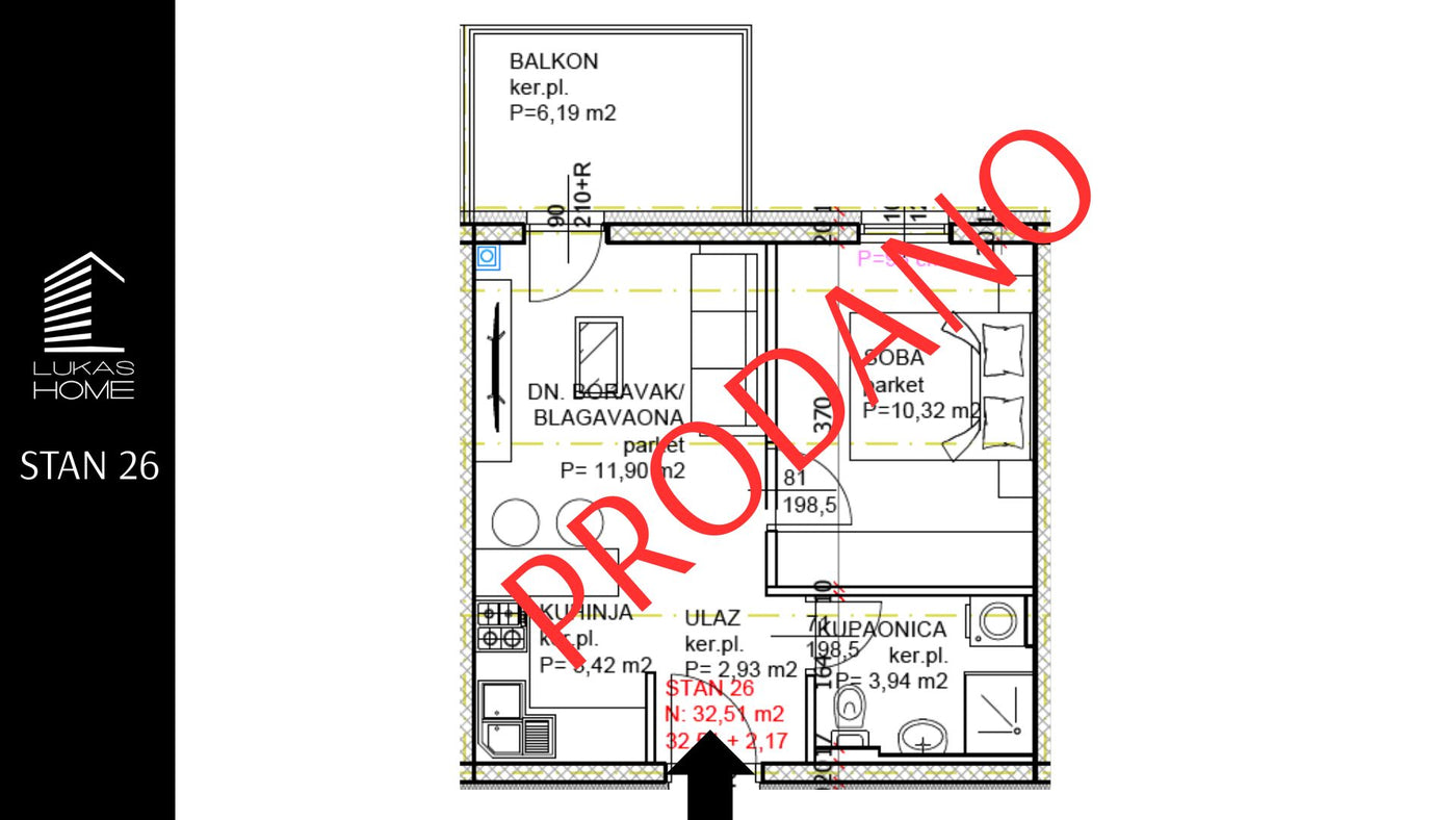 STAN 26 | Uvučeni kat | 34,68 m² | Jedna spavaća soba