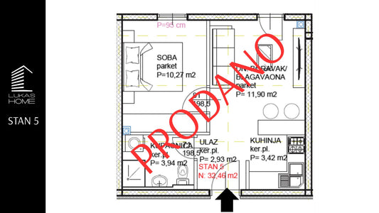 STAN 5 | 1. kat | 32,46 m² | Jedna spavaća soba