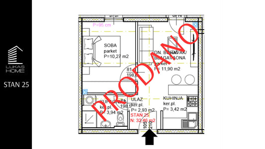 STAN 25 | Uvučeni kat | 32,46 m² | Jedna spavaća soba