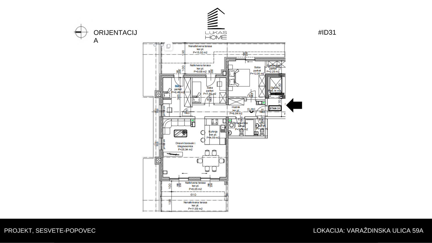 #ID31 ATTIC FLOOR FLAT 91.91 m2