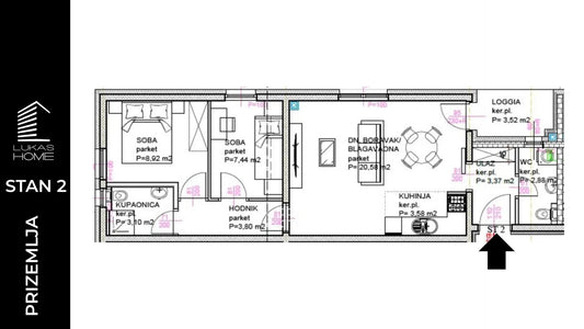 Luksuzna 3D vizualizacija i render za STAN ID2 – Lukas Home novogradnja Popovec (Vugrovečka 5). Prikaz modernog stana na visokoj razini kvalitete s naglaskom na udoban i funkcionalan životni prostor.